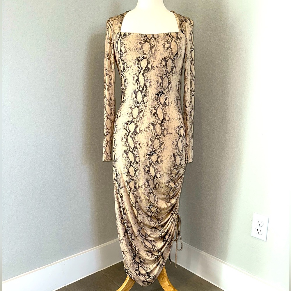 NWT Jonathan Simkhai Lex Snakeskin-Print Midi Dress Size M